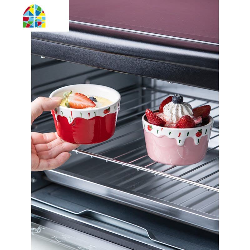 陶瓷创意舒芙蕾烤碗双皮奶甜品碗网红布丁杯蒸蛋糕碗烤箱餐具烤盅 FENGHOU 默认4色,自选色请备注图片