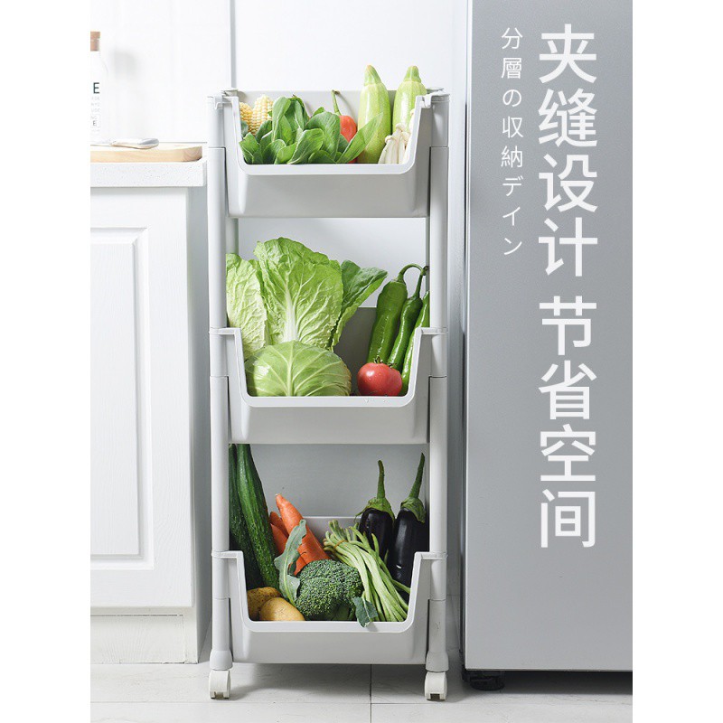 厨房蔬菜置物架收纳筐落地式多层塑料家用大全用品菜架菜篮子架子收纳层架 三维工匠高清大图