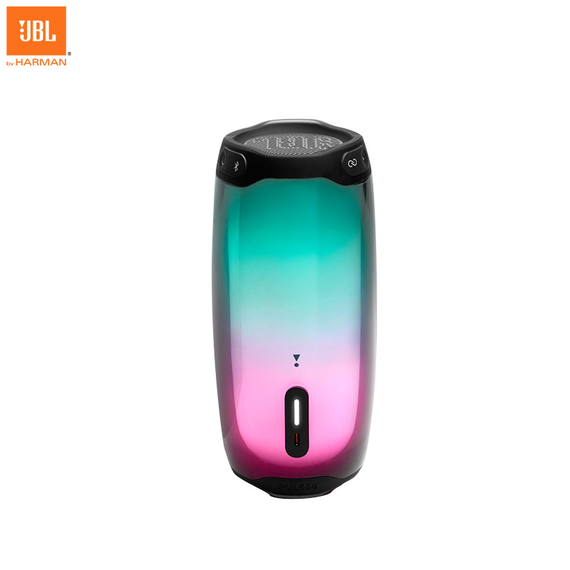 JBL PULSE4 音乐脉动四代 便携式蓝牙音箱 全面屏炫彩小音箱+低音炮 桌面音响 超长续航 防水设计 黑色高清大图