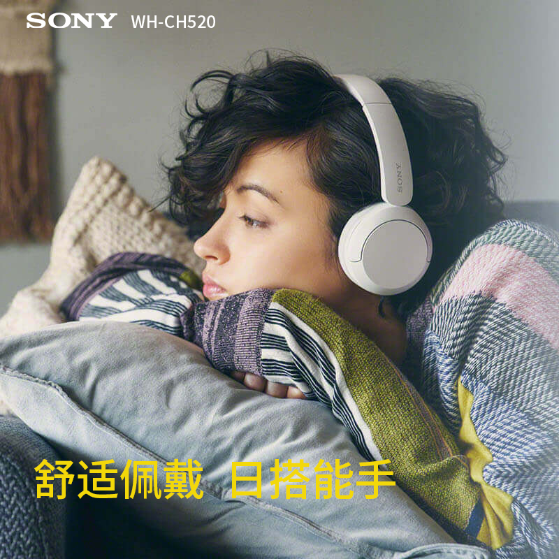 索尼(SONY) WH-CH520 舒适高效头戴式耳机 复古百搭配色 点亮美拉德 白色