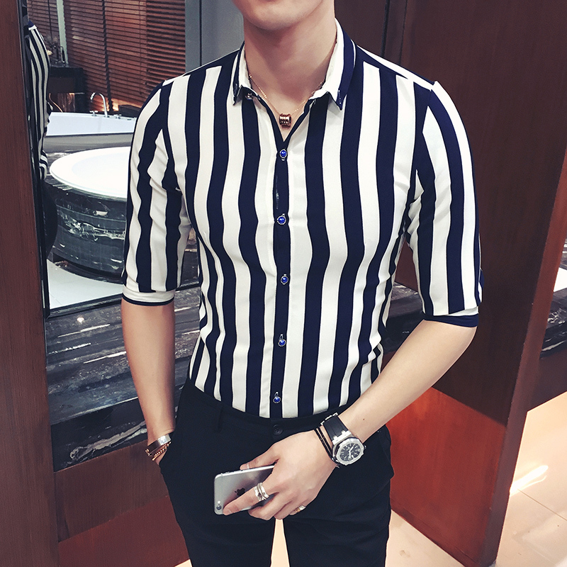 美师理店型师酒吧KTV服务员工作服夏款男女生七分袖衬衫衣