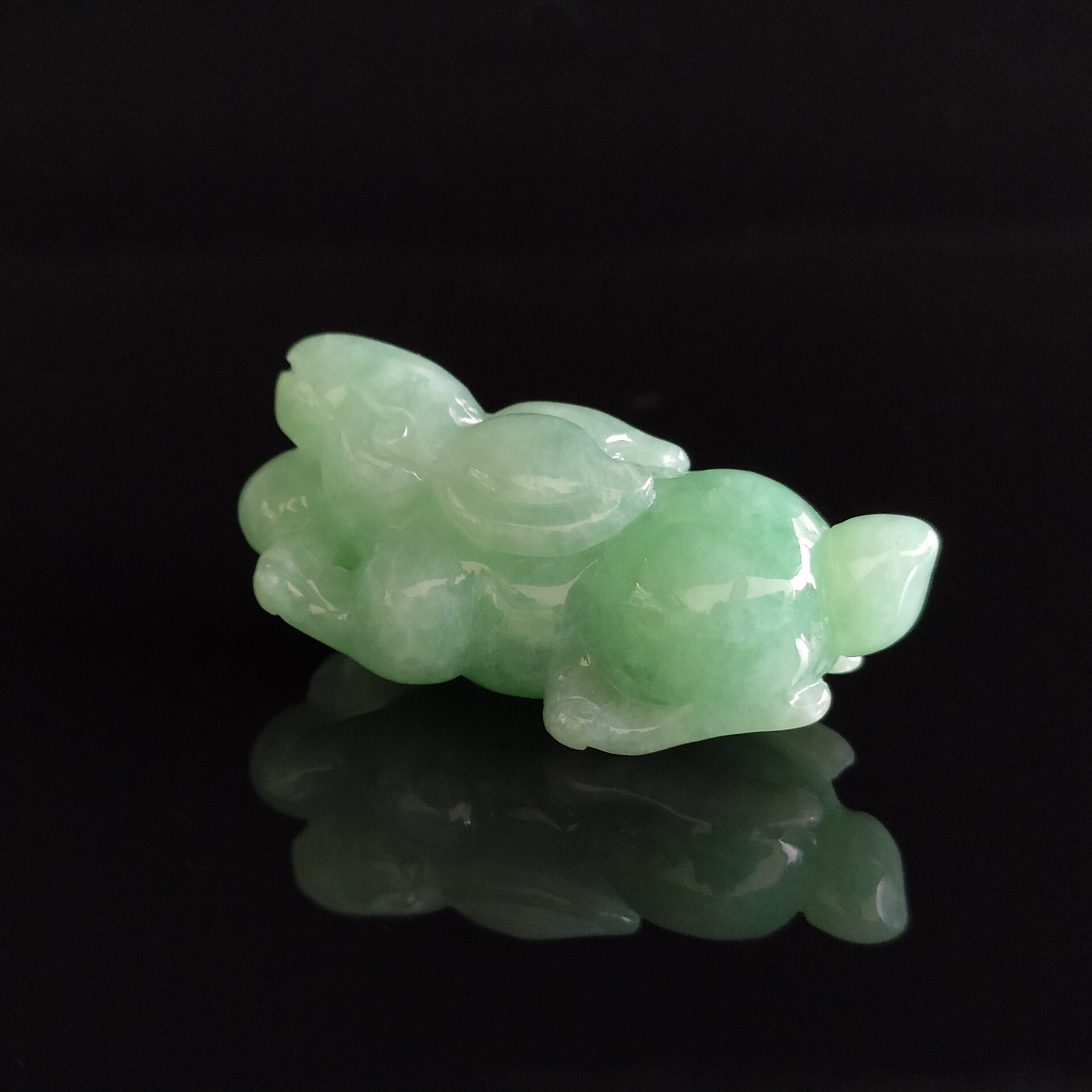 缘源珠宝天然a货翡翠吊坠冰糯翡翠生肖兔男女款玉坠挂件参数