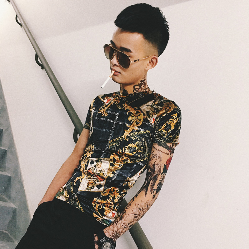 青少年夏天的衣服t恤短袖韩版青年修身精神社会小伙短袖男半截袖