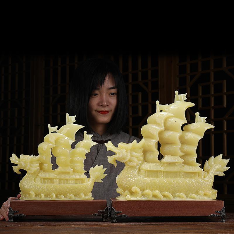 美帮汇玉石一帆风顺帆船摆件办公室桌摆设酒柜电视柜装饰品乔迁新居礼品高清大图