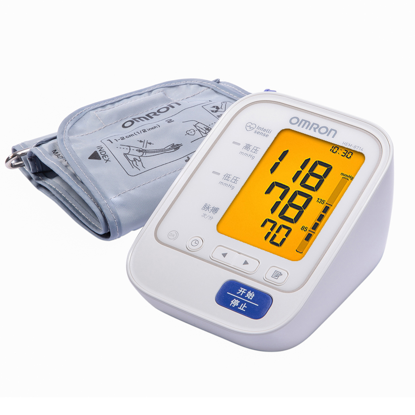 欧姆龙电子血压计omronhem8714上臂式全自动智能加压血压高测量参数