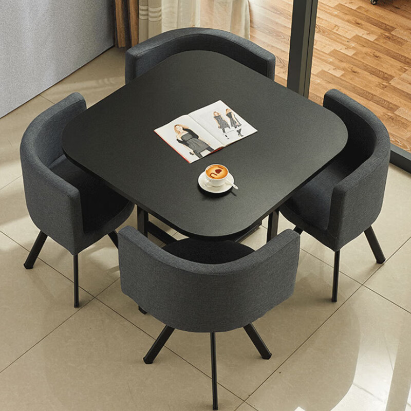 中伟(ZHONGWEI)洽谈桌椅组合接待桌椅小圆桌子简约休闲餐桌1桌4椅900*900*750mm