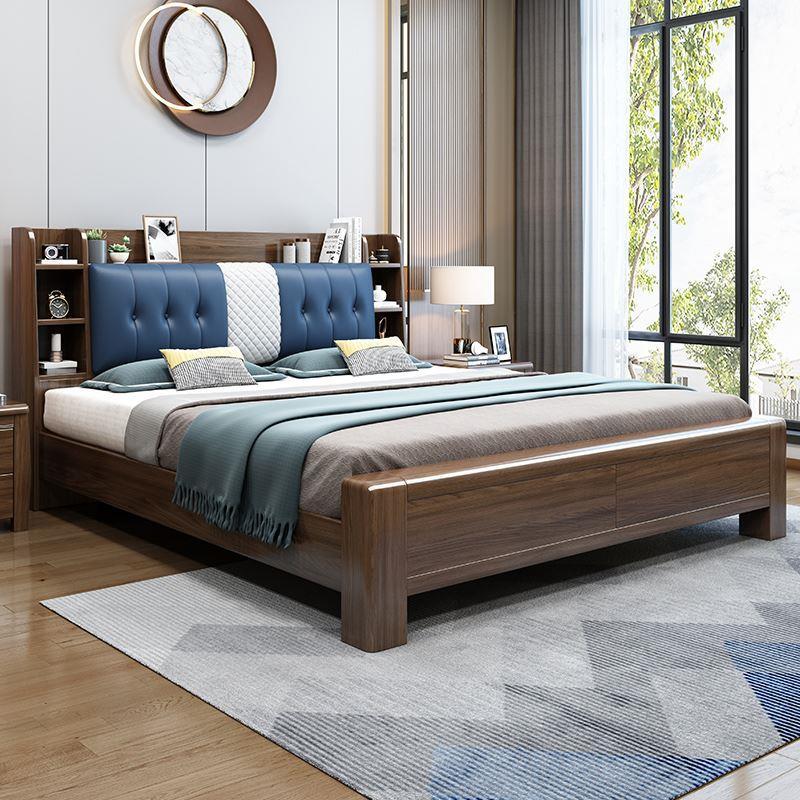 兰秀家居金丝檀木实木床18米双人床现代简约15m北欧轻奢主卧新中式床