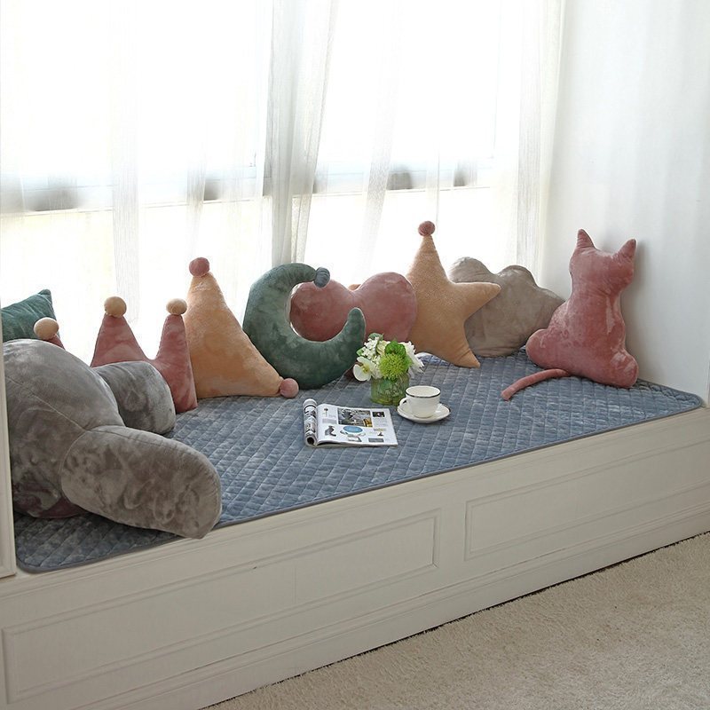 汐岩窗台垫毛绒套坐毯卧室阳台垫子北欧式榻榻米可机洗 ins暖绒-浅蓝60*180cm