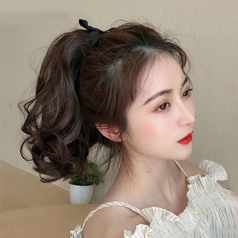 假发马尾绑带式逼真假马尾卷发高马尾神器马尾假发女短发夏天假发浅