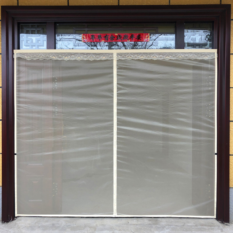 铝合金铁门魔术贴门帘大门免自吸门帘子打孔磁性定制防蚊窗网防蝇 纯米黄色 宽180*高240