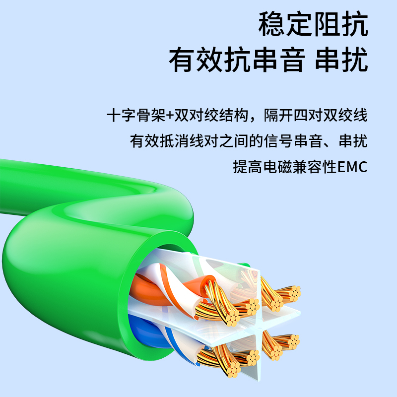 博扬 六类网络跳线 非屏蔽千兆成品网线 CAT6类(24AWG)无氧铜双绞线 3米 绿 POE供电工程线 BY-603G