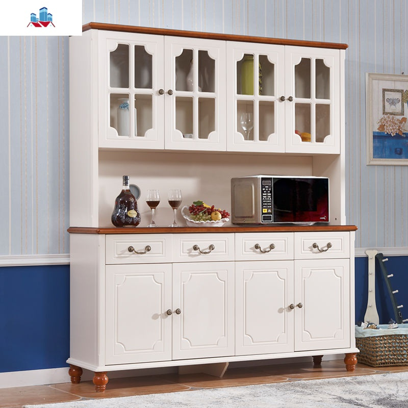 地中海实木餐边柜美式田园酒柜收纳碗柜餐厅茶水柜多功能储物柜子泰