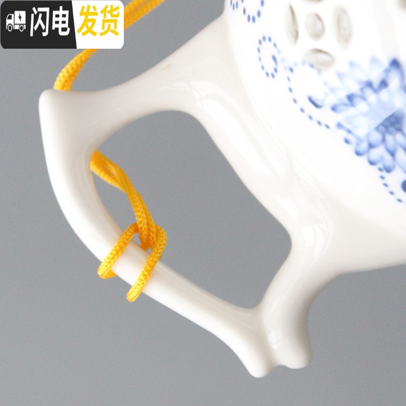 三维工匠景德镇青花瓷茶壶家用手把壶壶过滤手工玲珑镂空茶具功夫陶瓷 茶壶、莲贵