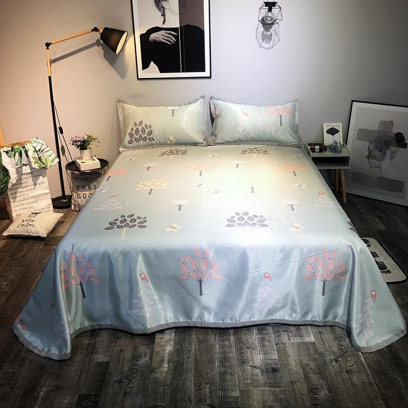 美帮汇冰丝凉席可水洗折叠夏季天1.5米可机洗空调软席子1.8m床单三件套2 潮邦-冰丝印花凉席(清风和韵) 1.8m（6英尺）床