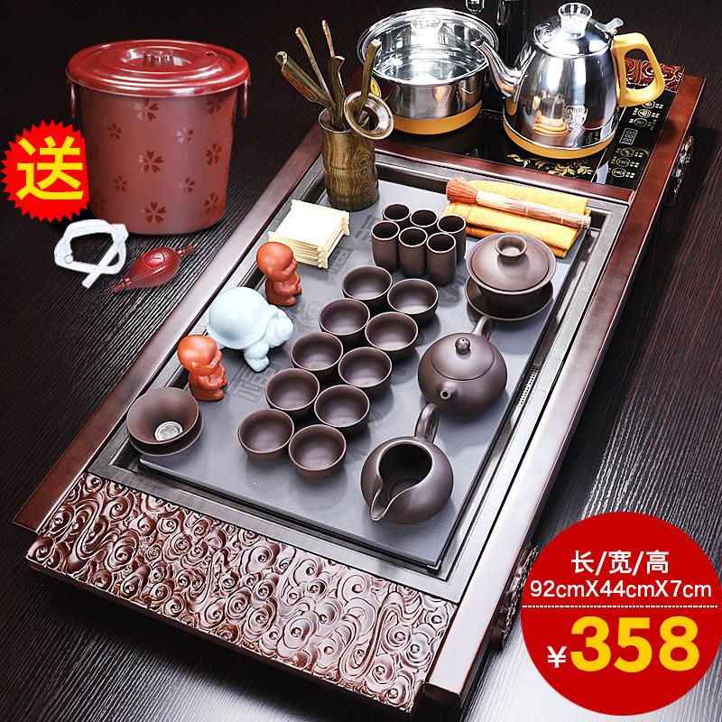 家柏饰(CORATED)家用办公紫砂功夫茶具套装实木大茶盘全自动一体茶几陶瓷茶z高清大图