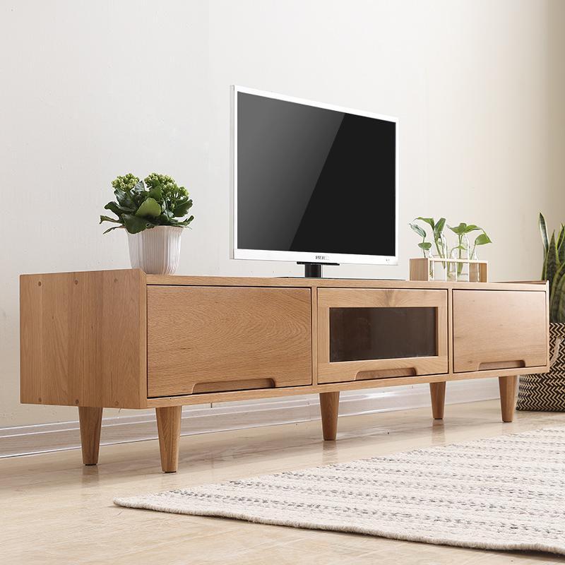 白橡木电视柜全实木北欧日式电视机柜客厅地柜18米简约家具定制