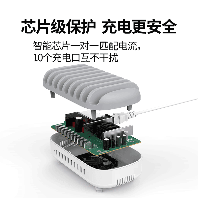/多接口孔usb充电器巴士智能兼容5v手游工作室手机平板10口5口7|[自带线]5口USB充电巴士-白色