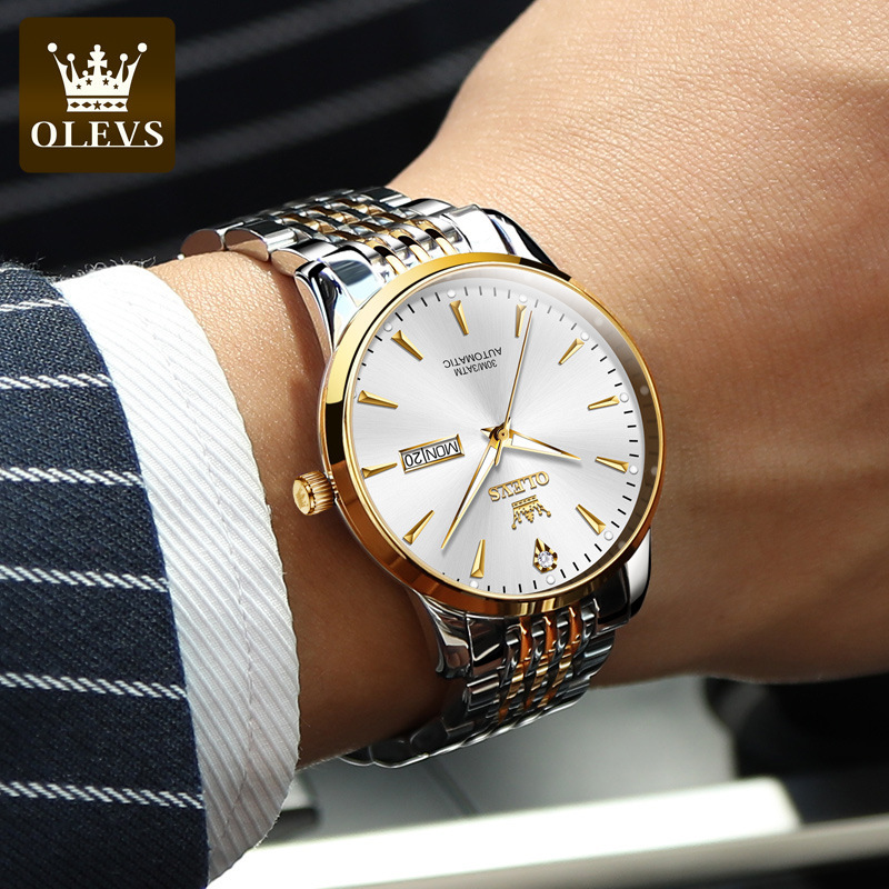 新款瑞士欧利时olevs手表男士商务全自动机械表明星代言防水手表精钢