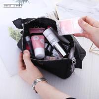 韩国旅行化妆品收纳包袋大容量便携小号手拿黑色简约可爱化妆包女