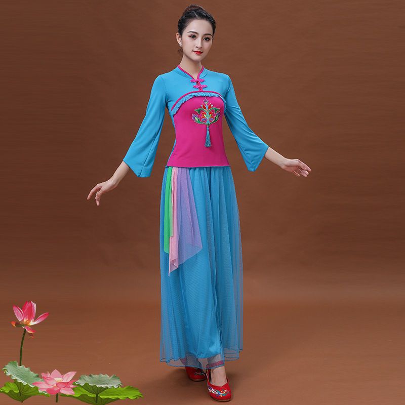 广场舞服装女跳舞衣服套装新款民族风古典秧歌扇子舞团体演出服