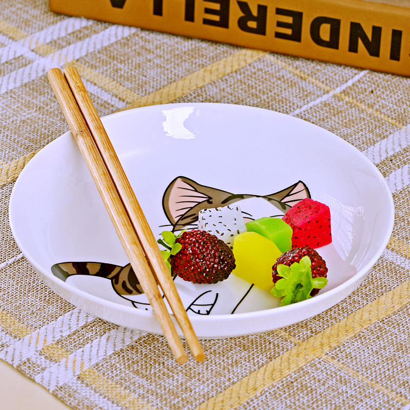 碗具碗筷盘子 可爱猫4碗4勺4盘2面碗4筷子