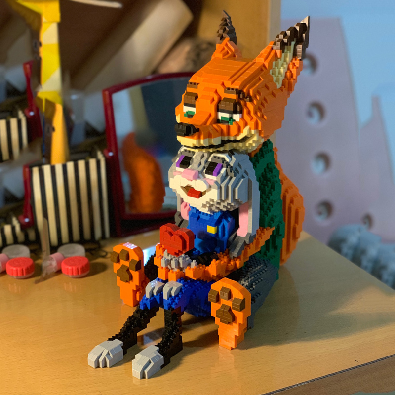 微型颗粒钻石积木兼容乐高朱迪尼克狐狸大号成人玩具疯狂动物城2 狐狸