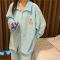 开衫法兰绒睡衣女加厚加绒秋冬宽松日系甜美简约可外穿家居服套装