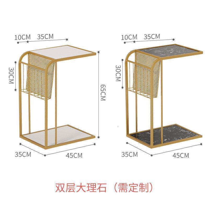 森美人沙发边桌小茶几现代简约床边桌客厅迷你移动小方几北欧床头角几柜 双层大理石桌面30cm*45cm*65cm咨询客服
