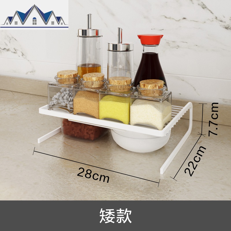 厨房分层放锅架隔板叠加橱柜内电饭煲置物架子多层墙角调味料收纳 三维工匠高清大图