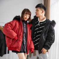 [1折价139.9元]唐狮冬新款情侣羽绒服加厚连帽毛领字母