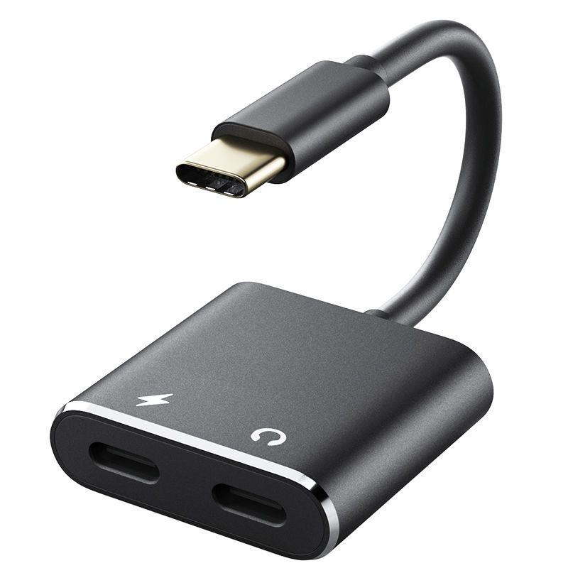 双typec耳机转接线小米6x8/9华为p30黑鲨手机听歌转换器头8充电线