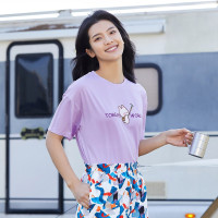 探路者户外速干T恤女短袖速干衣圆领 22春夏柔软舒适亲肤透气运动户外干爽弹力T恤TAJK82733