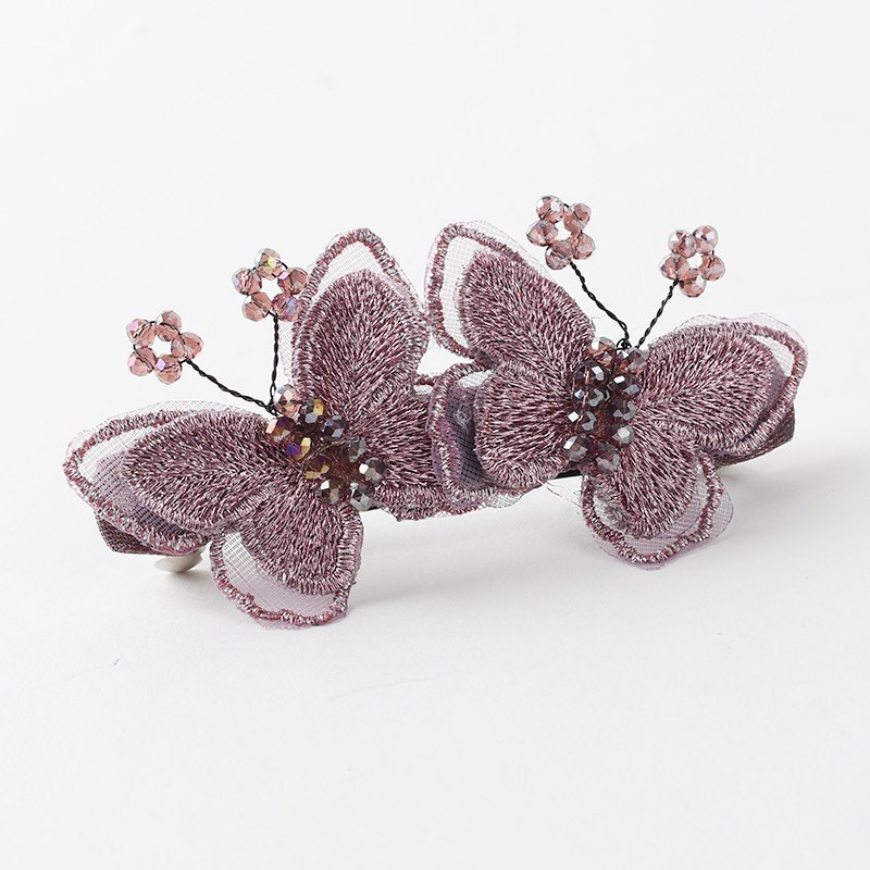 水晶蝴蝶发夹成人雅手工头花饰品弹簧夹后脑勺马尾夹发卡