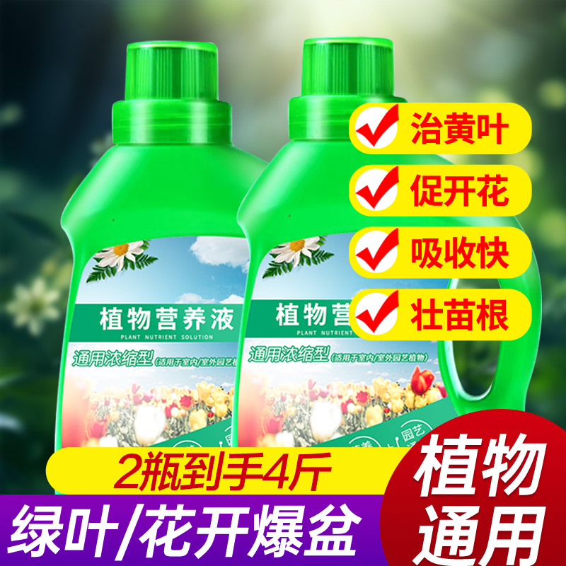 【补贴10%】浓缩植物营养液花肥通用型家用绿植盆栽绿萝富贵竹发财树肥料绿箩 2瓶每瓶1000毫升到手4斤装