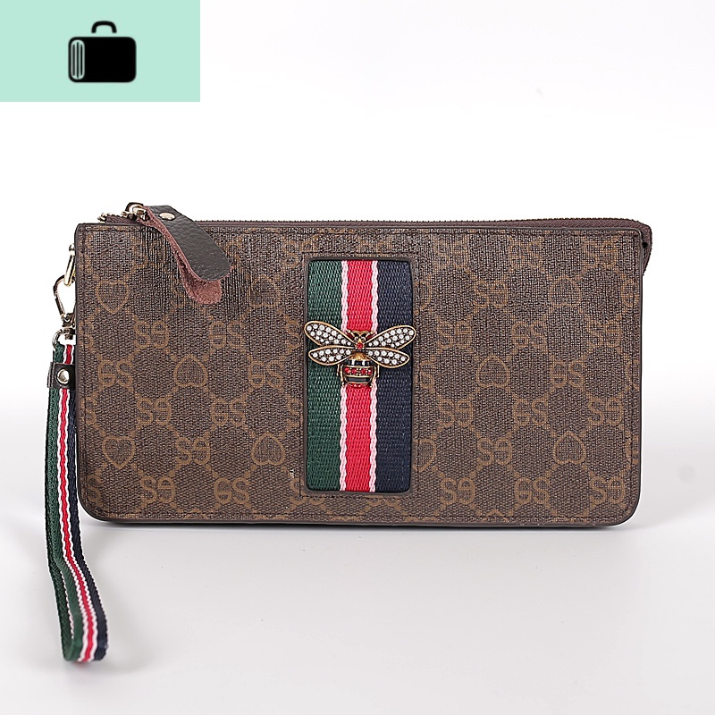 2020新款欧美简约女士长款钱包韩版大容量手拿包手机钱夹手包NEW LAKE 咖啡色