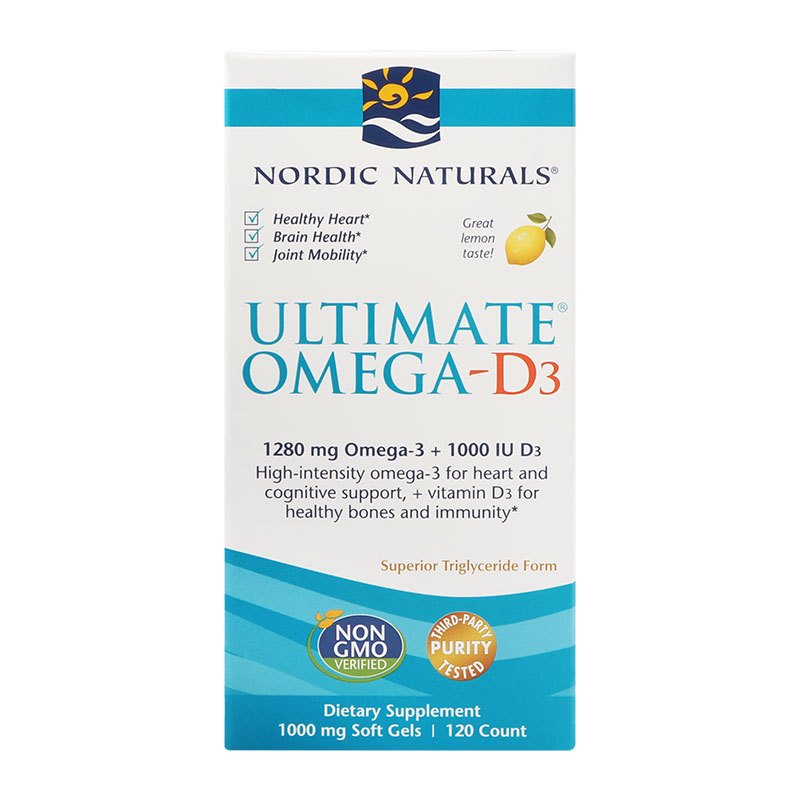 美国进口Nordic Naturals挪威小鱼欧米茄D3深海鱼油鳕鱼肝油胶囊120粒/瓶DHA成人补脑记忆