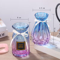【特惠】透明玻璃花瓶北欧客厅插花干花摆件现代简约大小花器清新装饰花盆 5号15厘米两只装【兰紫】送丝带