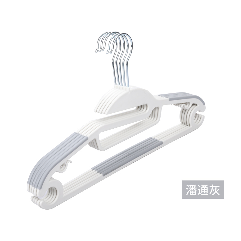 杜拓家用防滑无痕衣架专利多功能晾衣架干湿两用衣撑子(10只/20只/30只) 专利款潘通灰【20只装】