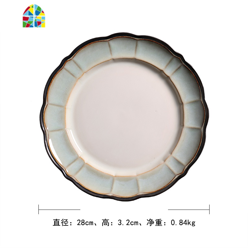 荷塘月色美式西餐具创意陶瓷碗盘杯套装家用餐盘沙拉碗面碗马克杯 FENGHOU 28cm大盘高清大图