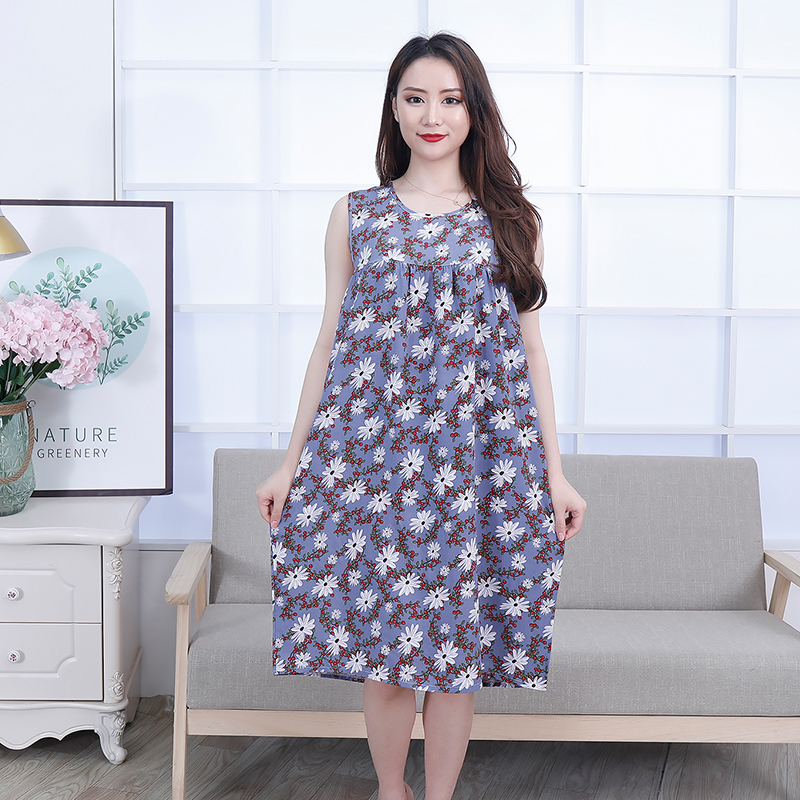 吊带睡裙女夏短袖绵绸睡衣加肥加大连衣裙胖MM宽松居家服舒适薄款