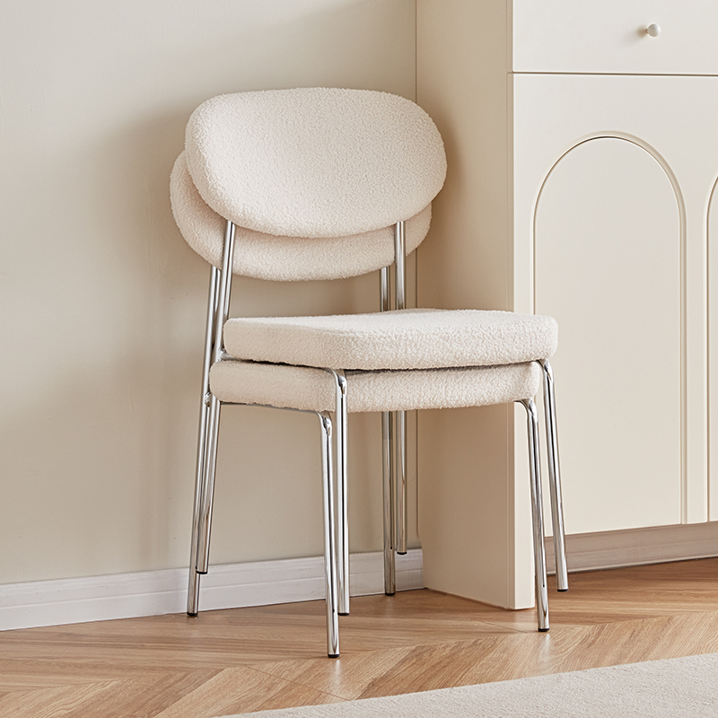 全友家居现代简约网红ins餐厅泰迪绒奶糕餐椅家具椅子dx118008