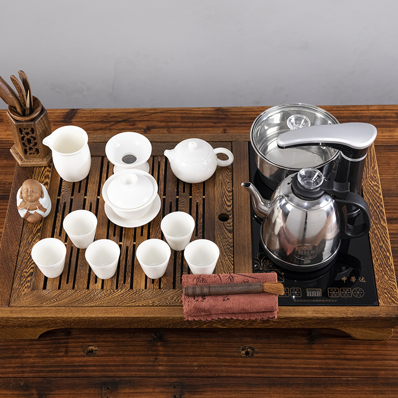 唐宏坊 鸡翅木实木茶具套装全自动一体茶盘套装 办公室茶具家用简约茶台茶海 功夫茶具套装 自动上水壶 款式一