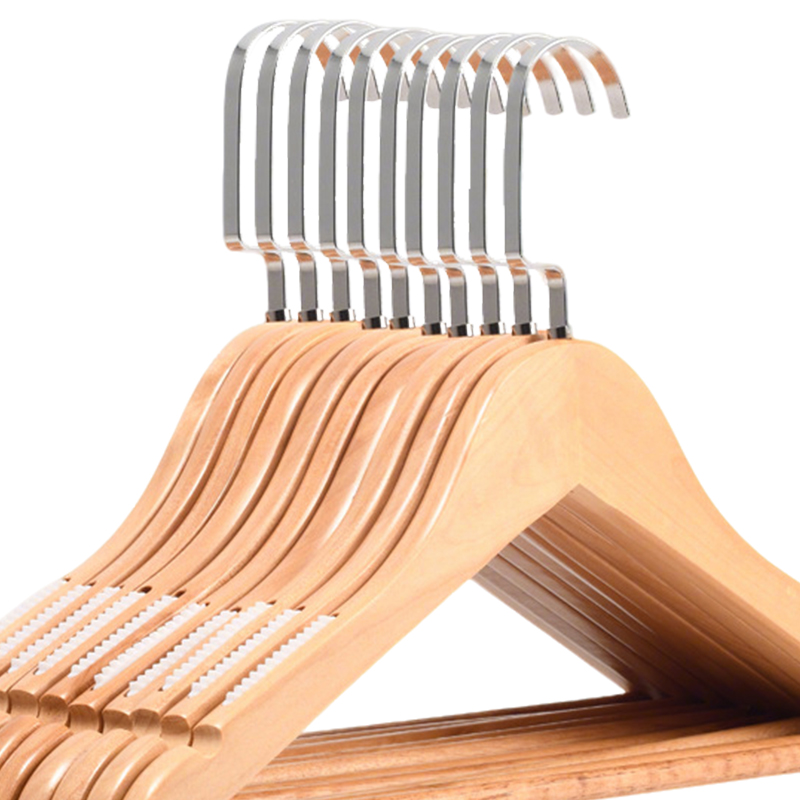 围达 实木衣架 防滑本色38cm 组高清大图