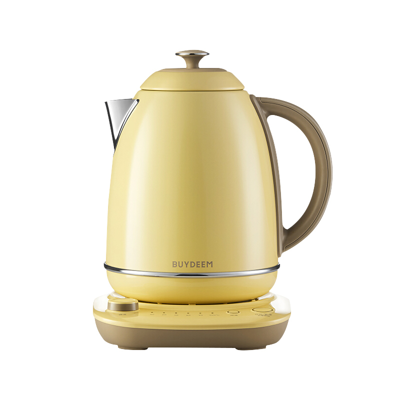 北鼎buydeem炫彩304不锈钢调温热电水壶k740c小鹅黄