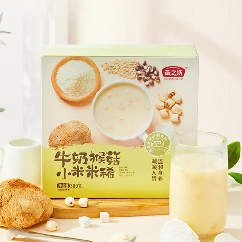 燕之坊小米米稀香味浓郁口感顺滑即冲即食盒装牛奶猴菇款300g高清大图