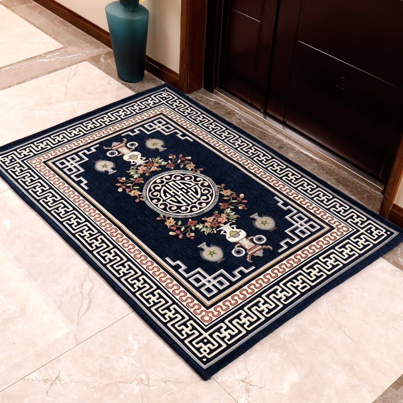 地垫垫进脚垫欧式家用客厅卧室地毯吸水防滑入户大地垫定制 双喜临门【藏青色】 140*200【送精美地垫】