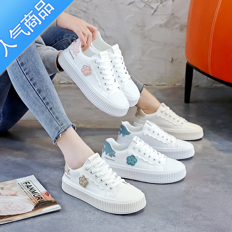 SUNTEK小白鞋女鞋2023夏季新款春秋百搭ins潮小众运动休闲厚底板鞋单2高清大图