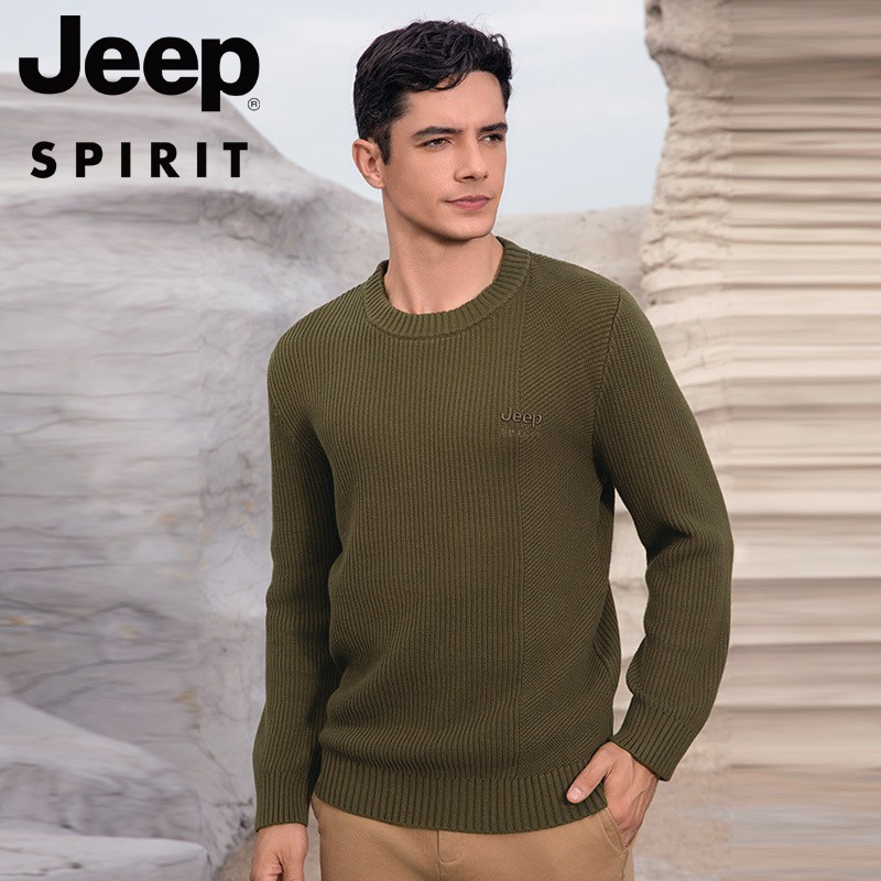 JEEPSPIRIT男士毛衣秋冬季宽松圆领针织保暖上衣新款潮流休闲新 XXXXL 军灰色