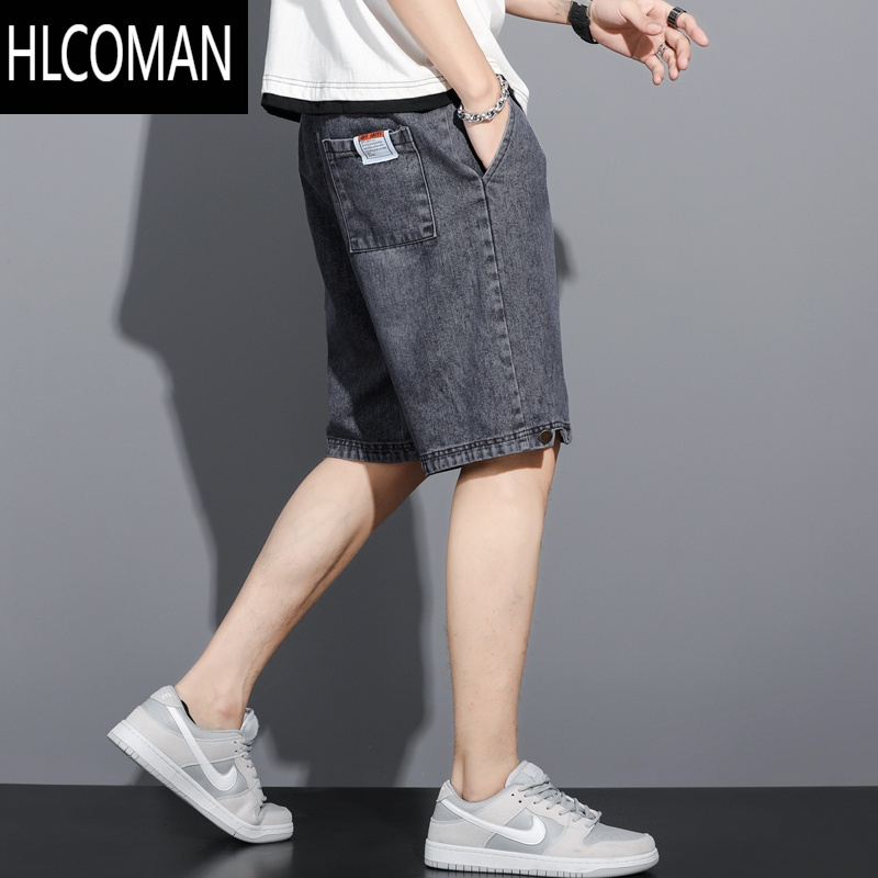 HLCOMAN牛仔短裤男夏季薄款宽松直筒2022年新款夏天潮牌高街百搭五分中裤