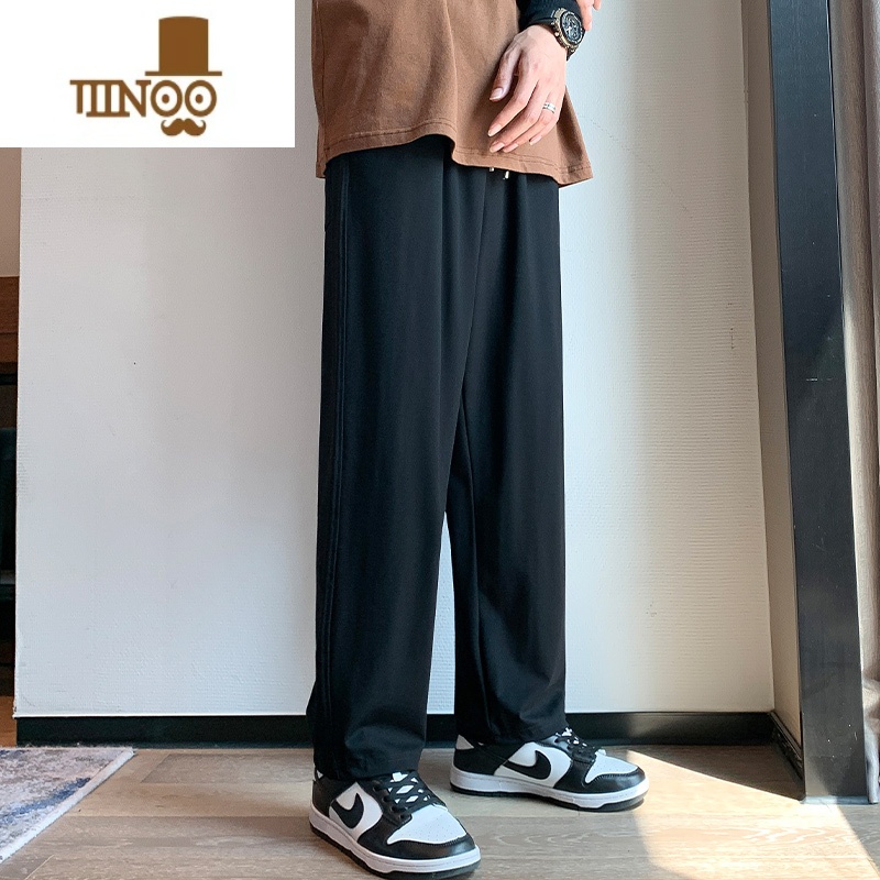 YANXU男士裤子冰氧吧运动裤夏季薄款休闲裤男款宽松速干直筒裤灰色卫裤高清大图